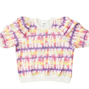 Worthy Threads PUFF SLEEVE CREW NECK IN SUNSET TIE DYE